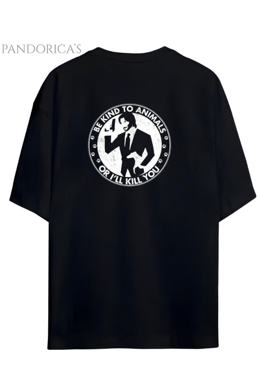 Pandorica's John Wick Tasarimi Sırt ve Göğüs Baskılı Unisex Pamuklu T-shirt