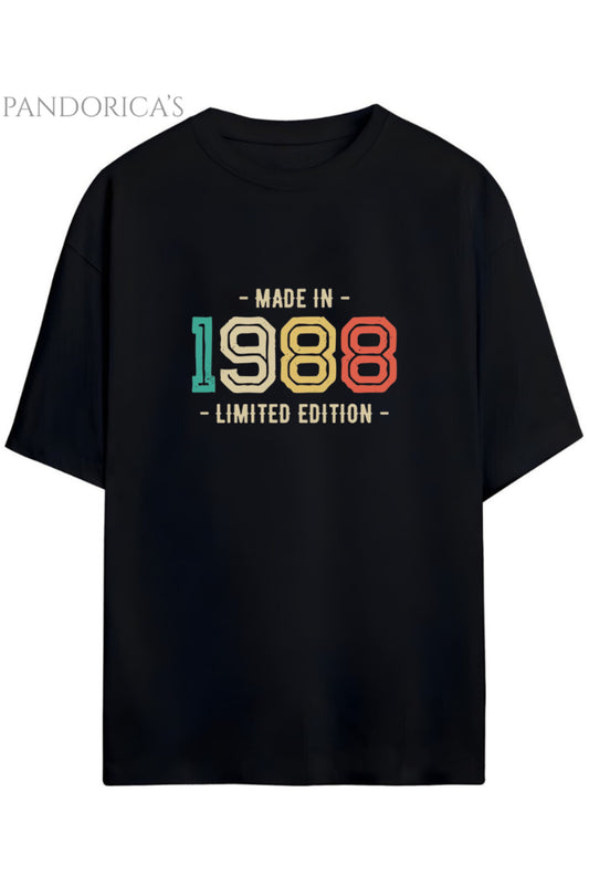 Pandorica's Vintage 1988 Doğum Yılı Baskılı Retro Tasarım Serisi Unisex Pamuklu Tişört