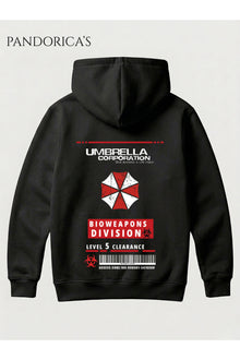 RESIDENT EVIL "Umbrella Corporation Bioweapons" Tasarımı Yazılı SIRT VE ÖN Baskılı Unisex Kapüşonlu Pamuklu Gamer Sweatshirt Hoodie