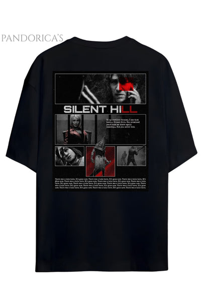 Pandorica's SILENT HILL Tasarımı Sırt Baskılı Unisex Pamuklu T-shirt