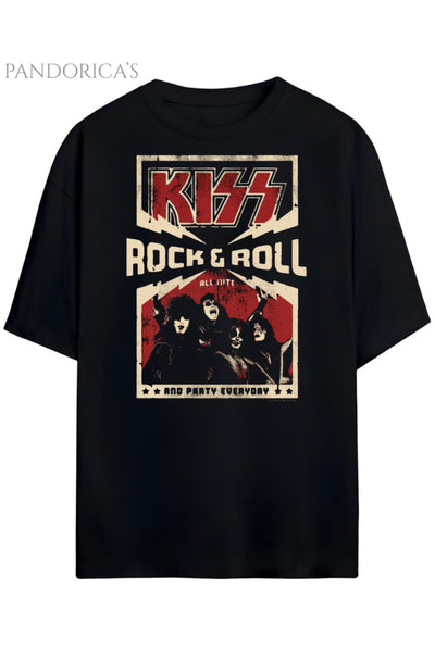 Pandorica's KISS Tasarımı Unisex Pamuklu T-shirt