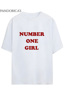 BLACKPINK Tasarım Serisi Rosé "NUMBER ONE GIRL" Yazılı Baskılı Unisex Relaxed Kalıp Tişört