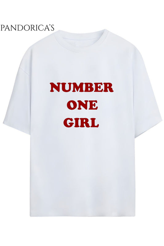 BLACKPINK Tasarım Serisi Rosé "NUMBER ONE GIRL" Yazılı Baskılı Unisex Relaxed Kalıp Tişört