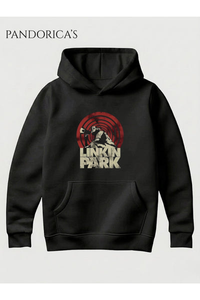 Linkin Park Tasarımı Yazılı Baskılı Unisex Kapüşonlu Pamuklu Sweatshirt Hoodie