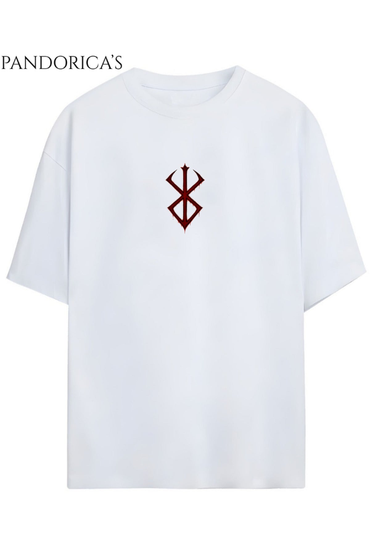Beyaz Berserk Anime Tasarımı Yazılı Sırt Ve Ön Baskılı Unisex Relaxed Kalıp Pamuklu T-Shirt - 24