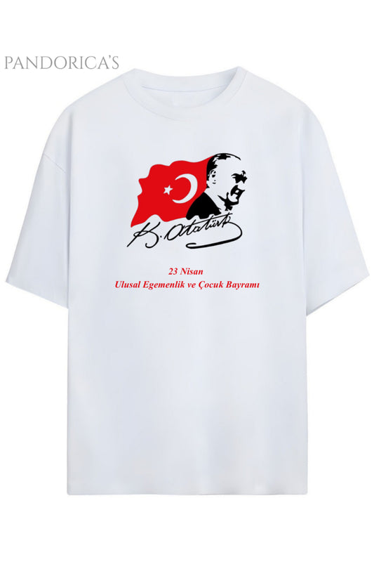 Pandorica's Mustafa Kemal ATATÜRK Tasarımı İmzalı Baskılı Unisex Pamuklu T-shirt