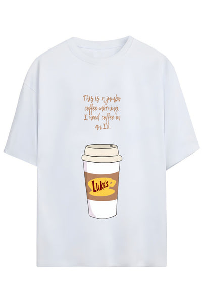 Gilmore Girls Tasarım Serisi "I Need Coffee In Iv" Yazılı Baskılı Pamuklu Unisex Tişört