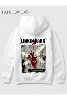Linkin Park "HYBRID THEORY" Tasarımı Yazılı SIRT Baskılı Unisex Kapüşonlu Pamuklu Sweatshirt Hoodie