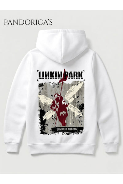 Linkin Park "HYBRID THEORY" Tasarımı Yazılı SIRT Baskılı Unisex Kapüşonlu Pamuklu Sweatshirt Hoodie