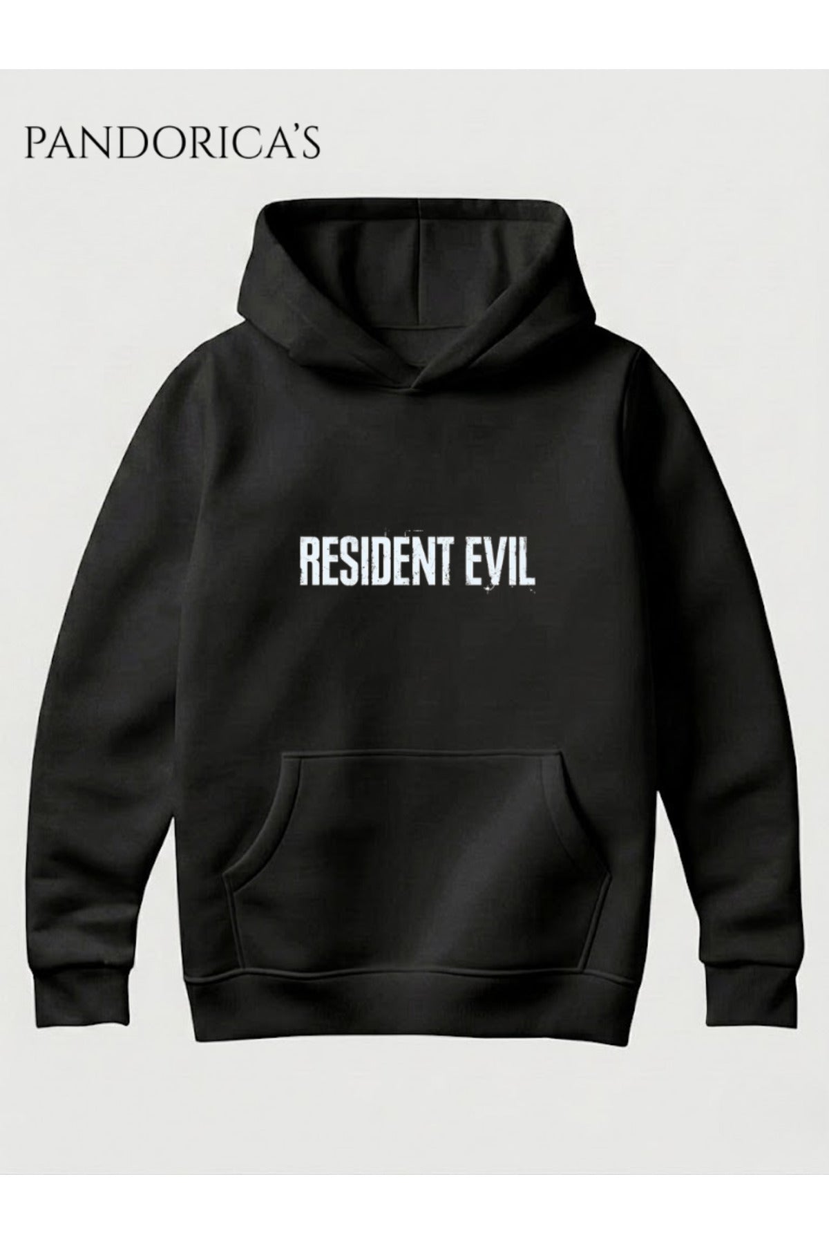 Siyah Resident Evil 30. Yıl Özel Tasarımı Yazılı Sırt Ve Ön Baskılı Unisex Kapüşonlu Pamuklu Gamer Sweatshirt Hoodie - 52