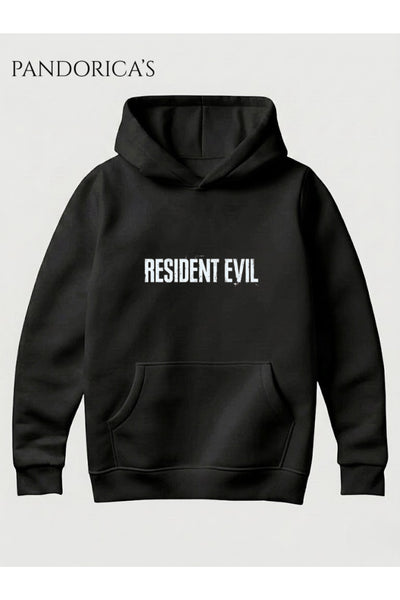 Resident Evil 30. Yıl Özel Tasarımı Yazılı SIRT ve ÖN Baskılı Unisex Kapüşonlu Pamuklu Gamer Sweatshirt Hoodie