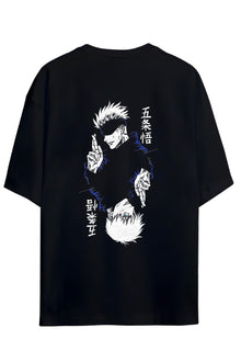 Jujutsu Kaisen Anime Serisi Gojo Sataru Sırt ve Göğüs Baskılı Yazılı Pamuklu Unisex Tişört