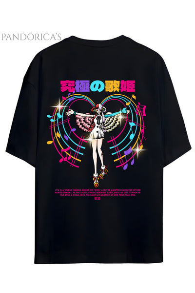 ONE PIECE ÖZEL TASARIM SERİSİ "UTA" SIRT BASKILI YAZILI UNISEX PAMUKLU TİŞÖRT