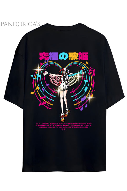 ONE PIECE ÖZEL TASARIM SERİSİ "UTA" SIRT BASKILI YAZILI UNISEX PAMUKLU TİŞÖRT