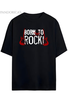 Pandorica's Born To Rock Yazılı Tasarım Unisex Pamuklu T-shirt