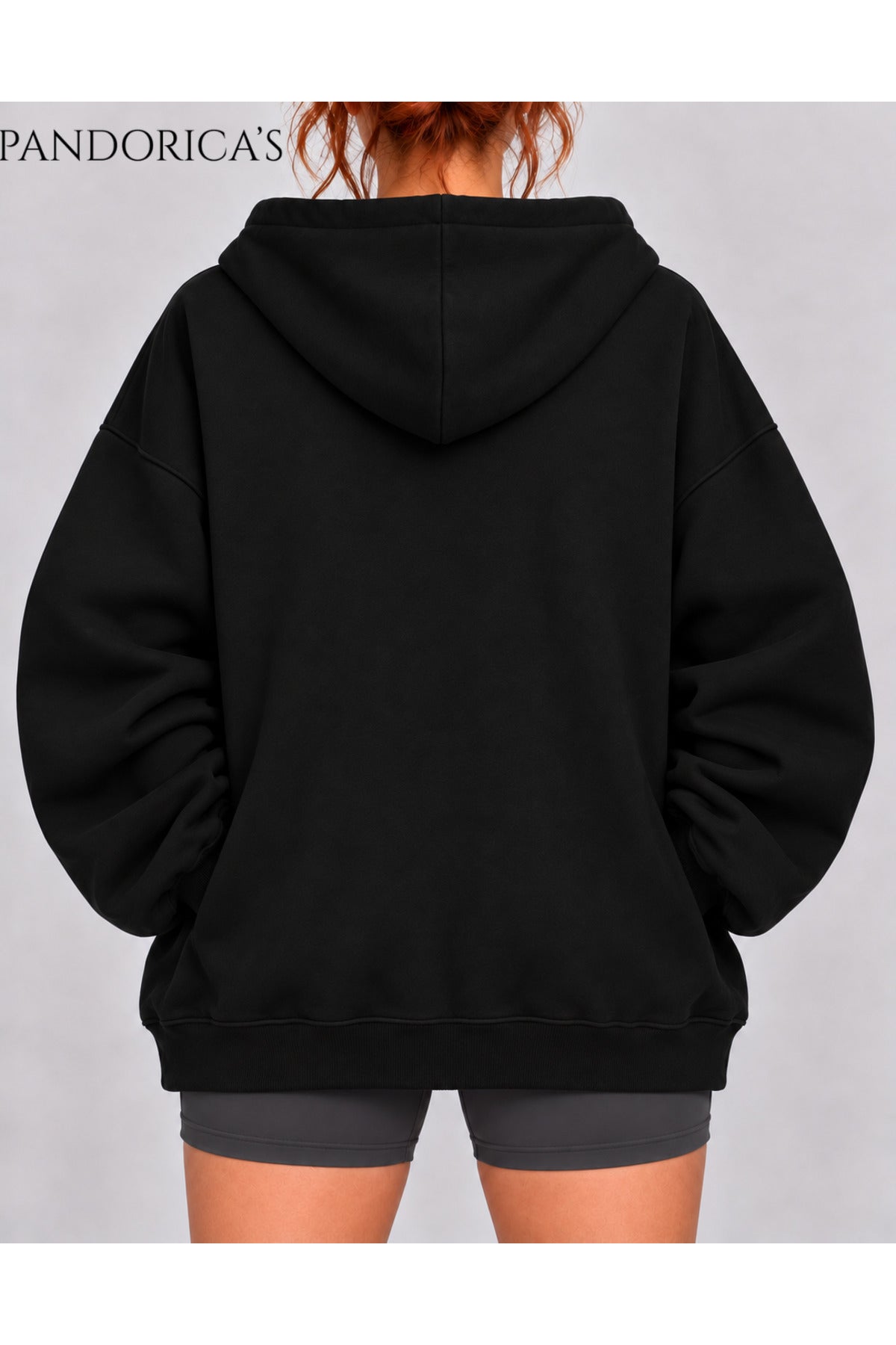 Siyah Unisex Relaxed Baskısız Basic İçi Şardonlu Kapüşonlu Fermuarlı Sweatshirt Hırka