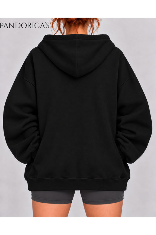 Unisex Relaxed Baskısız Basic İçi Şardonlu Kapüşonlu Fermuarlı Sweatshirt Hırka