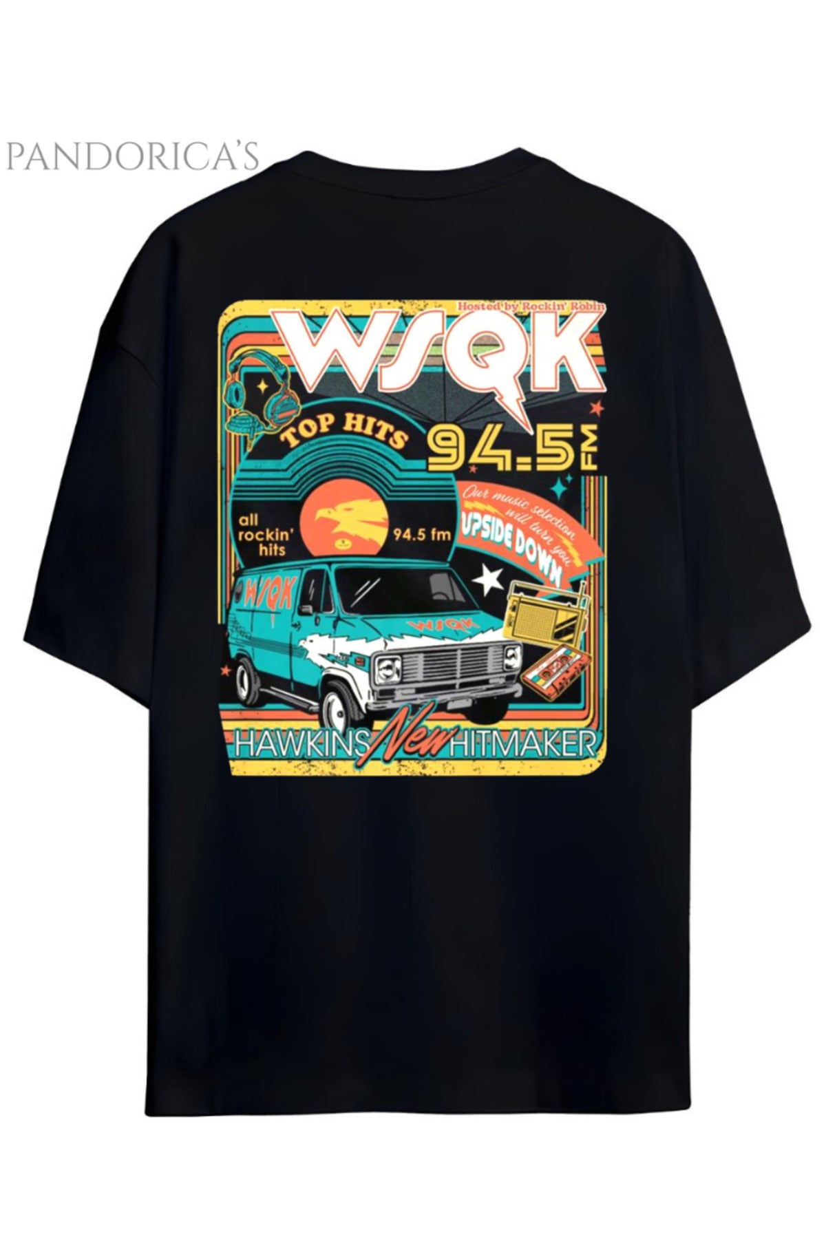 Siyah Pandorica's Stranger Things Tasarımı Unisex Pamuklu T-Shirt - 36