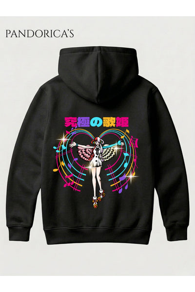 One Piece Özel Tasarım Serisi "ULTIMATA DIVA" Yazılı Sırt Baskılı Unisex Kapüşonlu Pamuklu Sweatshirt (Hoodie)