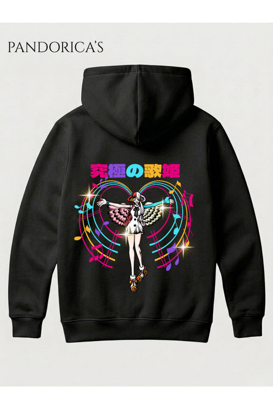 One Piece Özel Tasarım Serisi "ULTIMATA DIVA" Yazılı Sırt Baskılı Unisex Kapüşonlu Pamuklu Sweatshirt (Hoodie)