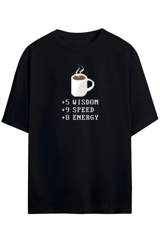Kahve Yazılı Baskılı OyunTemalı Unisex Pamuklu T-shirt