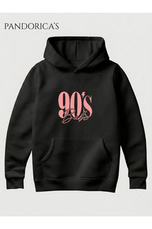 90lar "90'S BABY" Yazılı Baskılı Retro Tasarımı Yazılı Baskılı Unisex Kapüşonlu Pamuklu Sweatshirt Hoodie