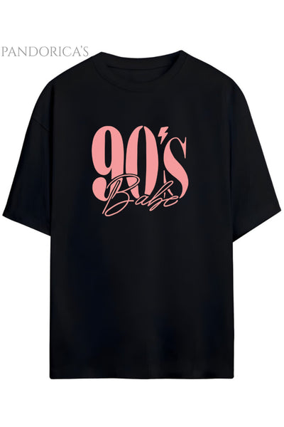Pandorica's 90lar "90'S BABY" Yazılı Baskılı Retro Tasarım Serisi Unisex Pamuklu Tişört