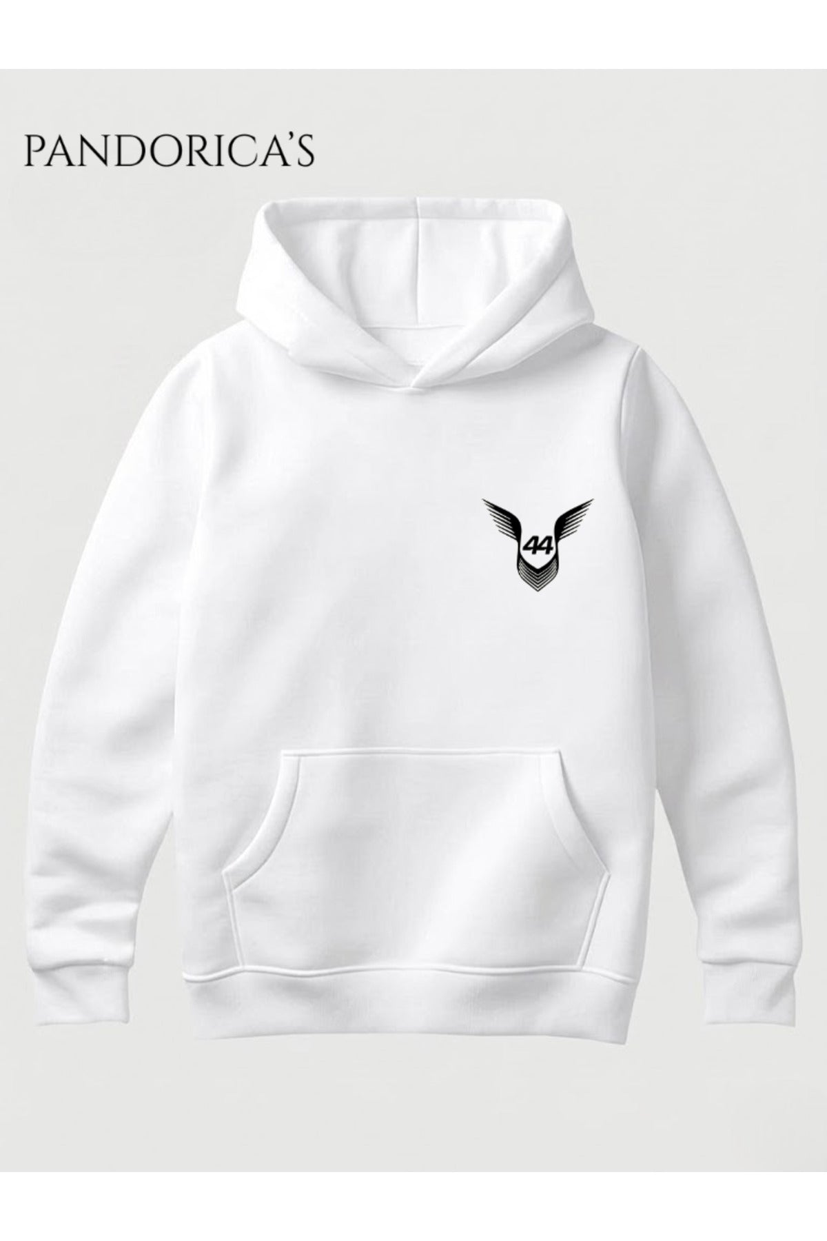 Beyaz Lewis Hamilton 44 Tasarımı Sırt Ve Göğüs Baskılı Unisex Kapüşonlu Pamuklu Sweatshirt (Hoodie) - 13