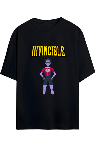 INVINCIBLE OLIVER THE KID OMNI-MAN BASKILI YAZILI PAMUKLU RELAXED KALIP UNISEX TİŞÖRT
