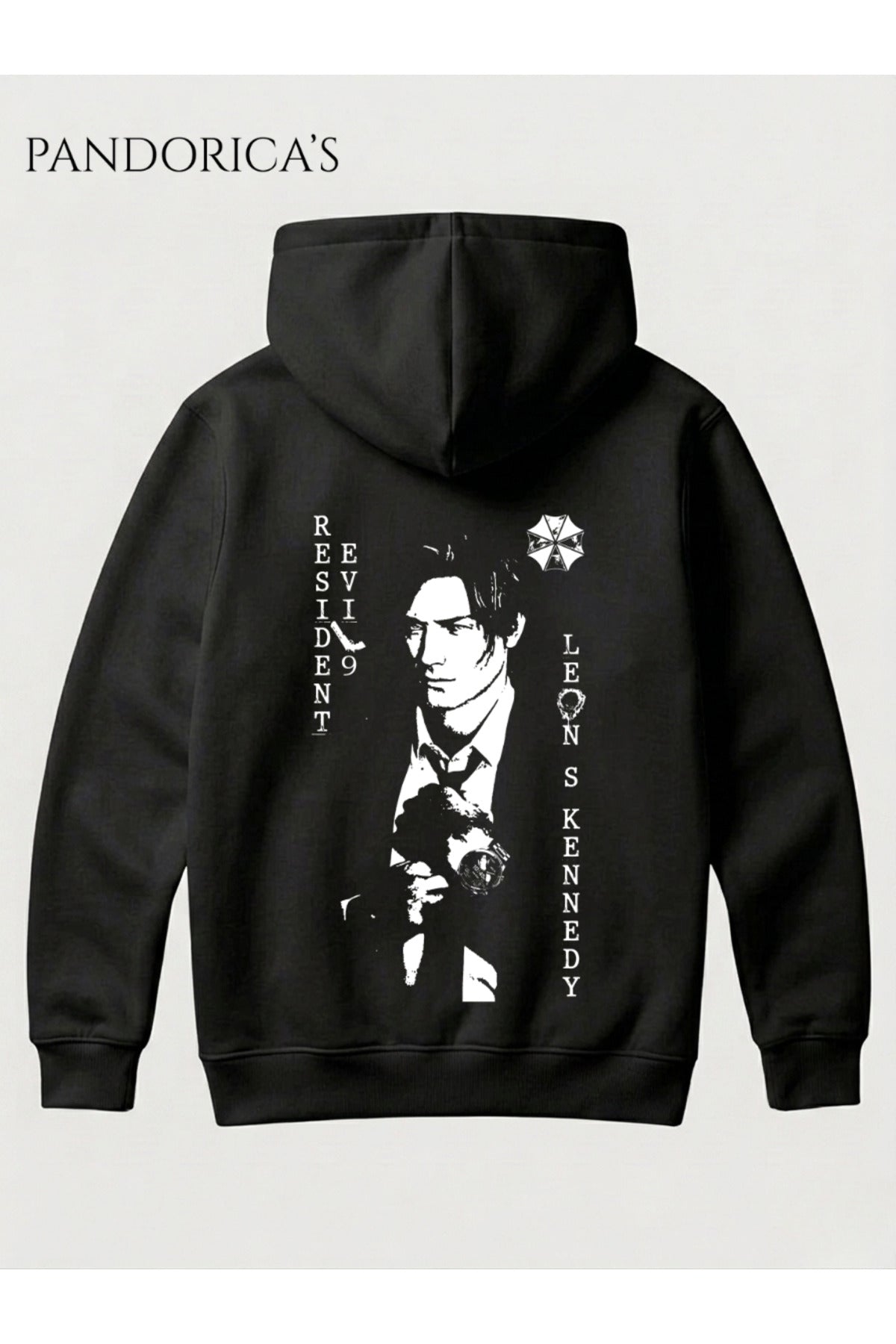 Resident Evil 9 Requiem Leon S. Kennedy Tasarımı Yazılı Sırt Ve Ön Baskılı Unisex Kapüşonlu Pamuklu Gamer Sweatshirt Hoodie