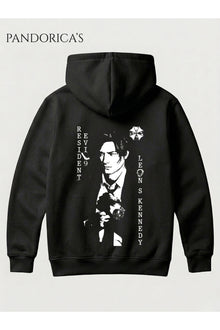 RESIDENT EVIL 9 REQUIEM LEON S. KENNEDY Tasarımı Yazılı SIRT VE ÖN Baskılı Unisex Kapüşonlu Pamuklu Gamer Sweatshirt Hoodie