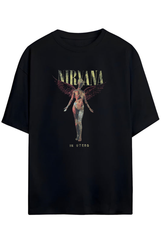 Nirvana Tasarımı Unisex Pamuklu T-shirt