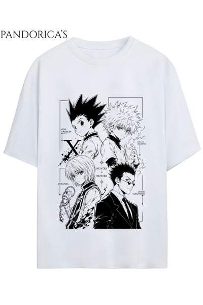 HUNTER X HUNTER Anime Tasarımı Yazılı Baskılı Unisex Pamuklu Relaxed Kalıp Tişört