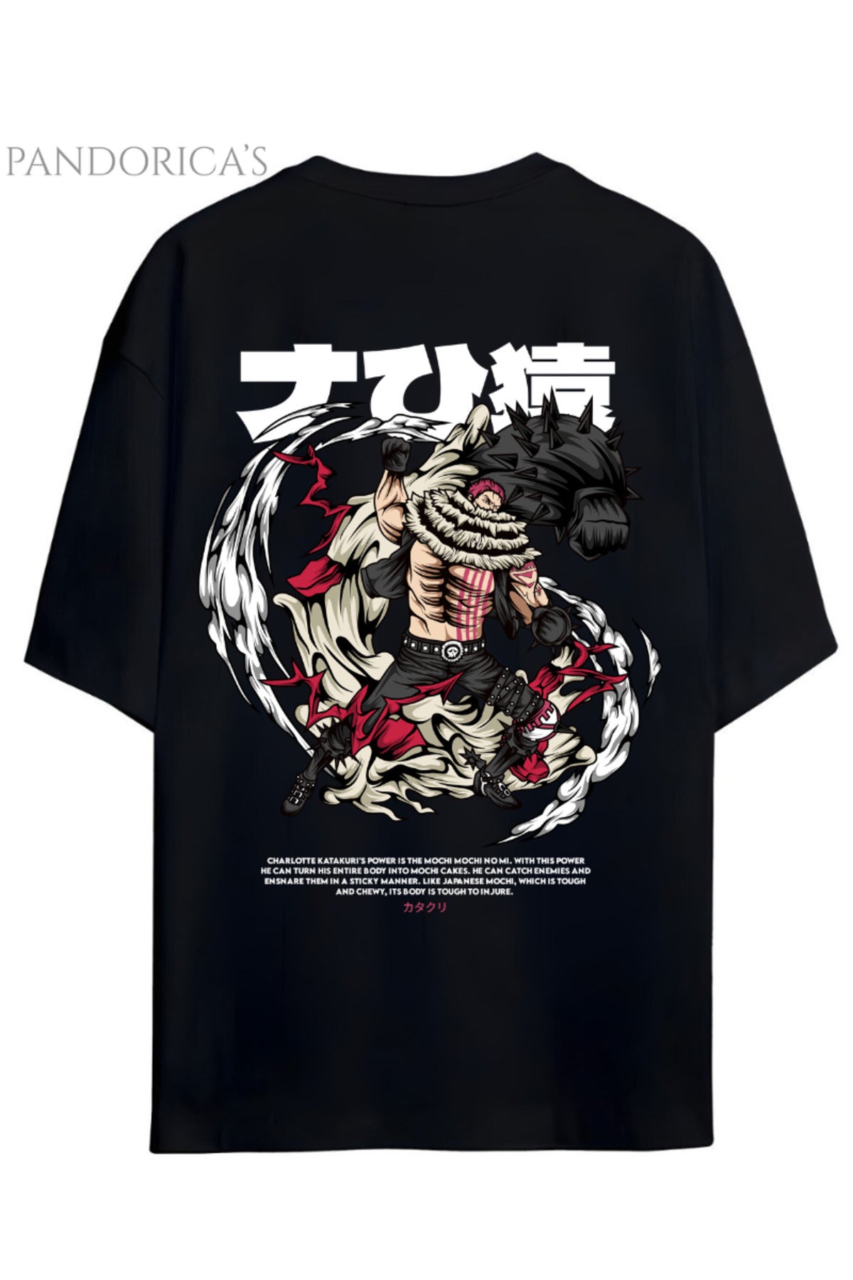 One Piece Özel Tasarım Serisi "Charlotte Katakuri" Sırt Baskılı Yazılı Unisex Pamuklu Tişört