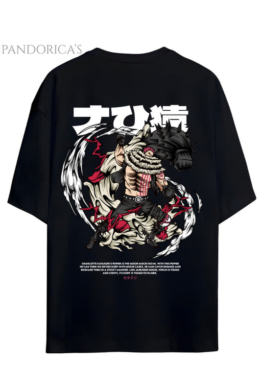 ONE PIECE ÖZEL TASARIM SERİSİ "CHARLOTTE KATAKURI" SIRT BASKILI YAZILI UNISEX PAMUKLU TİŞÖRT