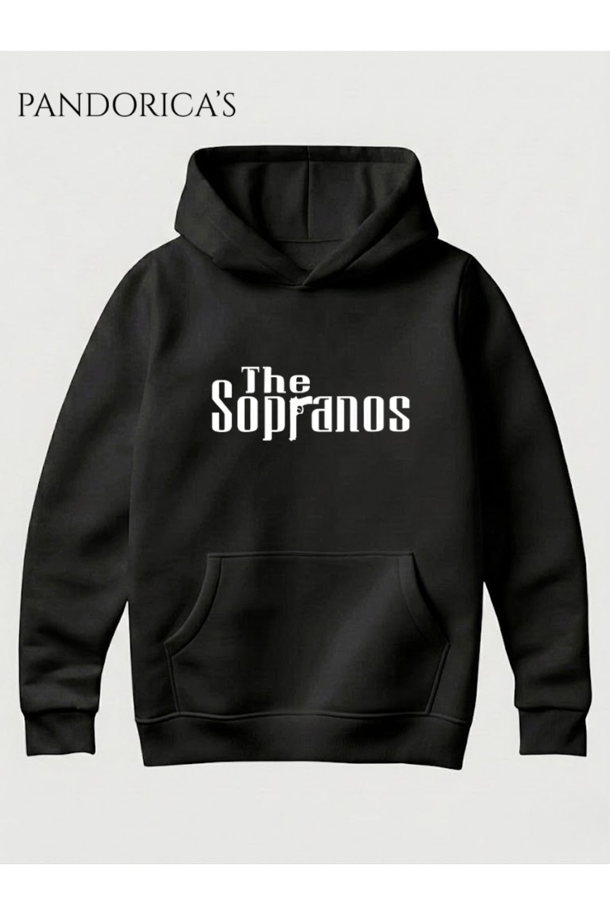 Siyah The Sopranos Tasarımı Yazılı Baskılı Unisex Kapüşonlu Pamuklu Sweatshirt Hoodie - 6