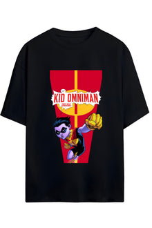 INVINCIBLE OLIVER THE KID OMNI-MAN BASKILI YAZILI PAMUKLU RELAXED KALIP UNISEX TİŞÖRT