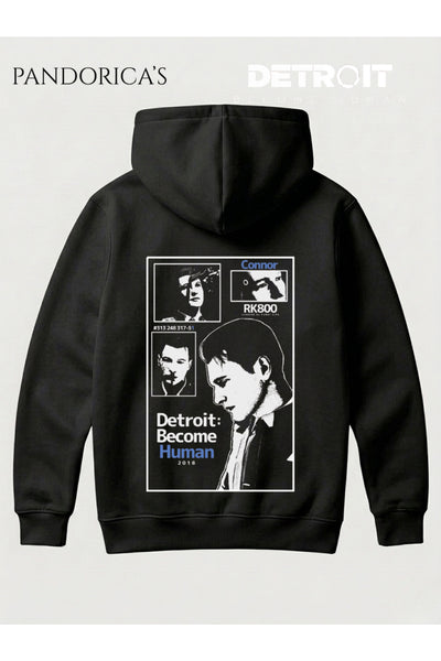 DETROIT: BECOME HUMAN Tasarımı Yazılı SIRT Baskılı Unisex Kapüşonlu Pamuklu Sweatshirt Hoodie