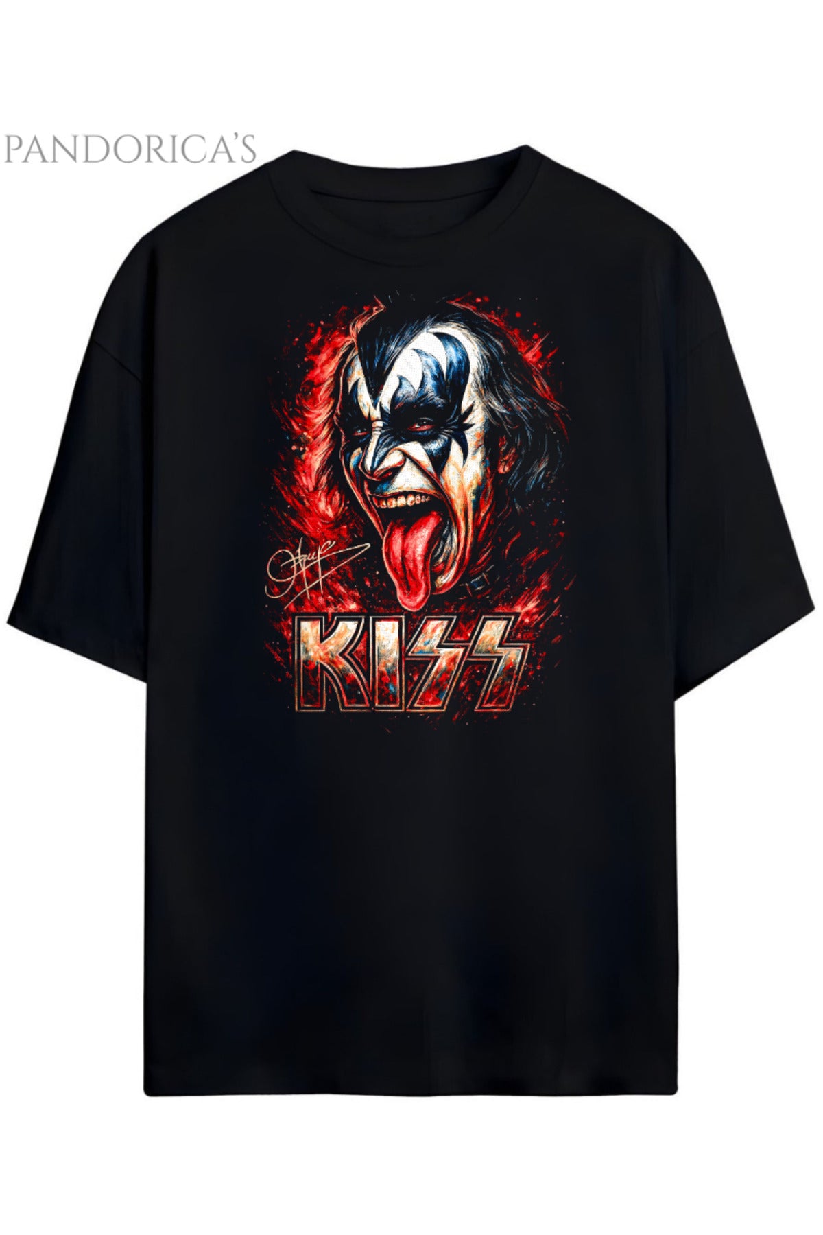 Pandorica’s KISS Tasarımı Unisex Pamuklu T-Shirt