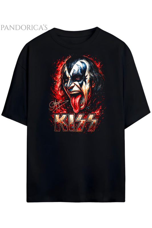 Pandorica’s KISS Tasarımı Unisex Pamuklu T-shirt