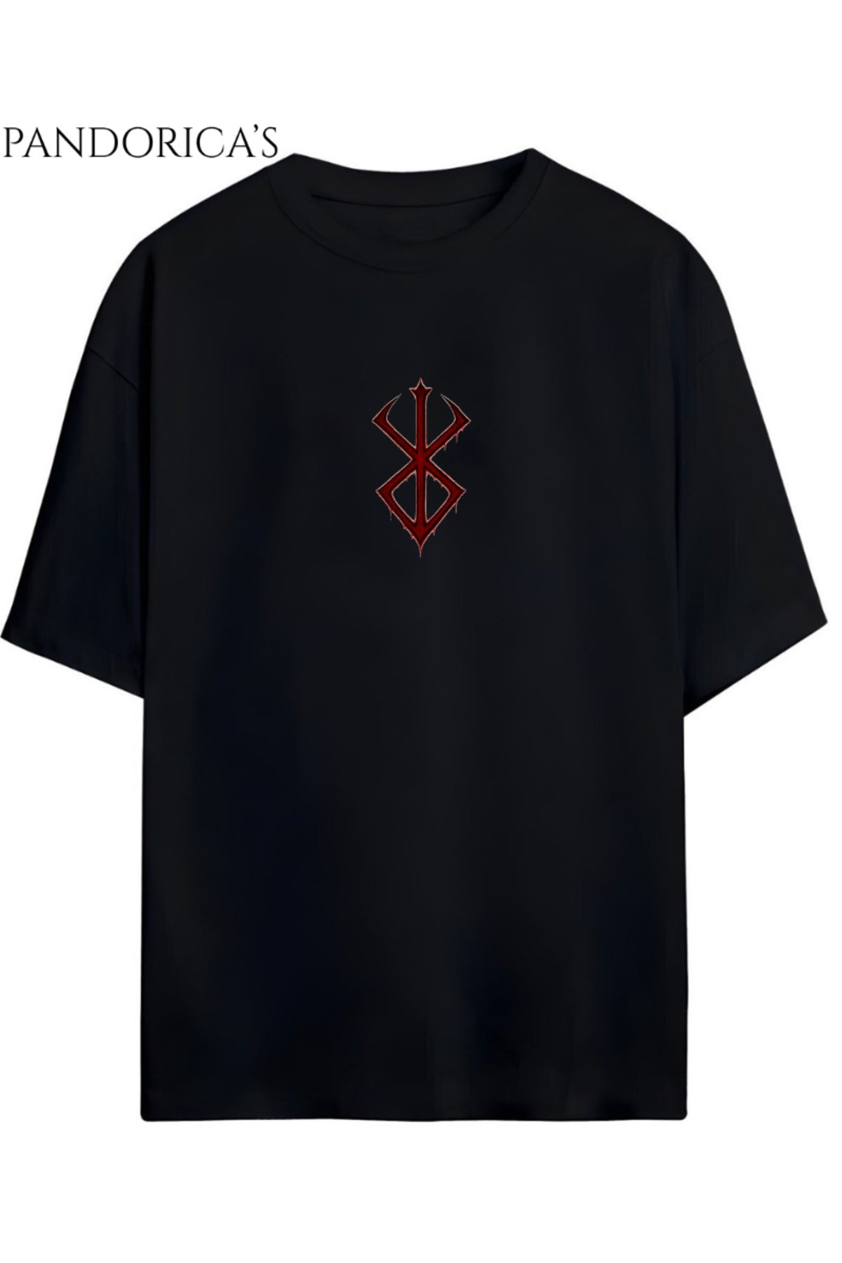 Siyah Berserk Anime Tasarımı Yazılı Sırt Ve Ön Baskılı Unisex Relaxed Kalıp Pamuklu T-Shirt - 6