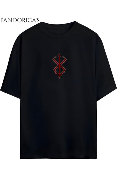 BERSERK Anime Tasarımı Yazılı SIRT VE ÖN Baskılı Unisex Relaxed Kalıp Pamuklu T-shirt