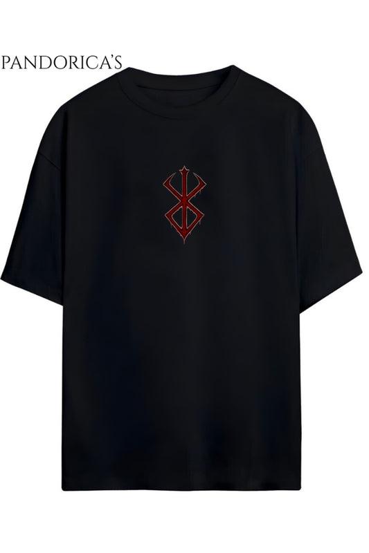 BERSERK Anime Tasarımı Yazılı SIRT VE ÖN Baskılı Unisex Relaxed Kalıp Pamuklu T-shirt