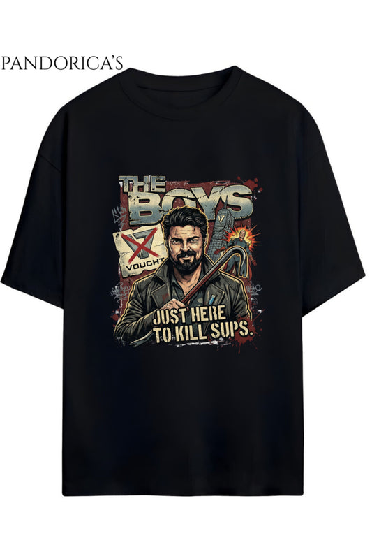 The Boys Tasarım Serisi Billy Butcher Baskılı Yazılı Tişört Tasarımı Unisex Pamuklu Tişört