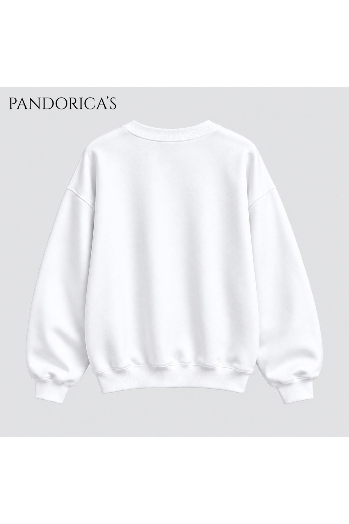 Beyaz Unisex Düz Baskısız Bisiklet Yaka 3 İplik Şardonlu Pamuklu Relaxed Sweatshirt Kışlık