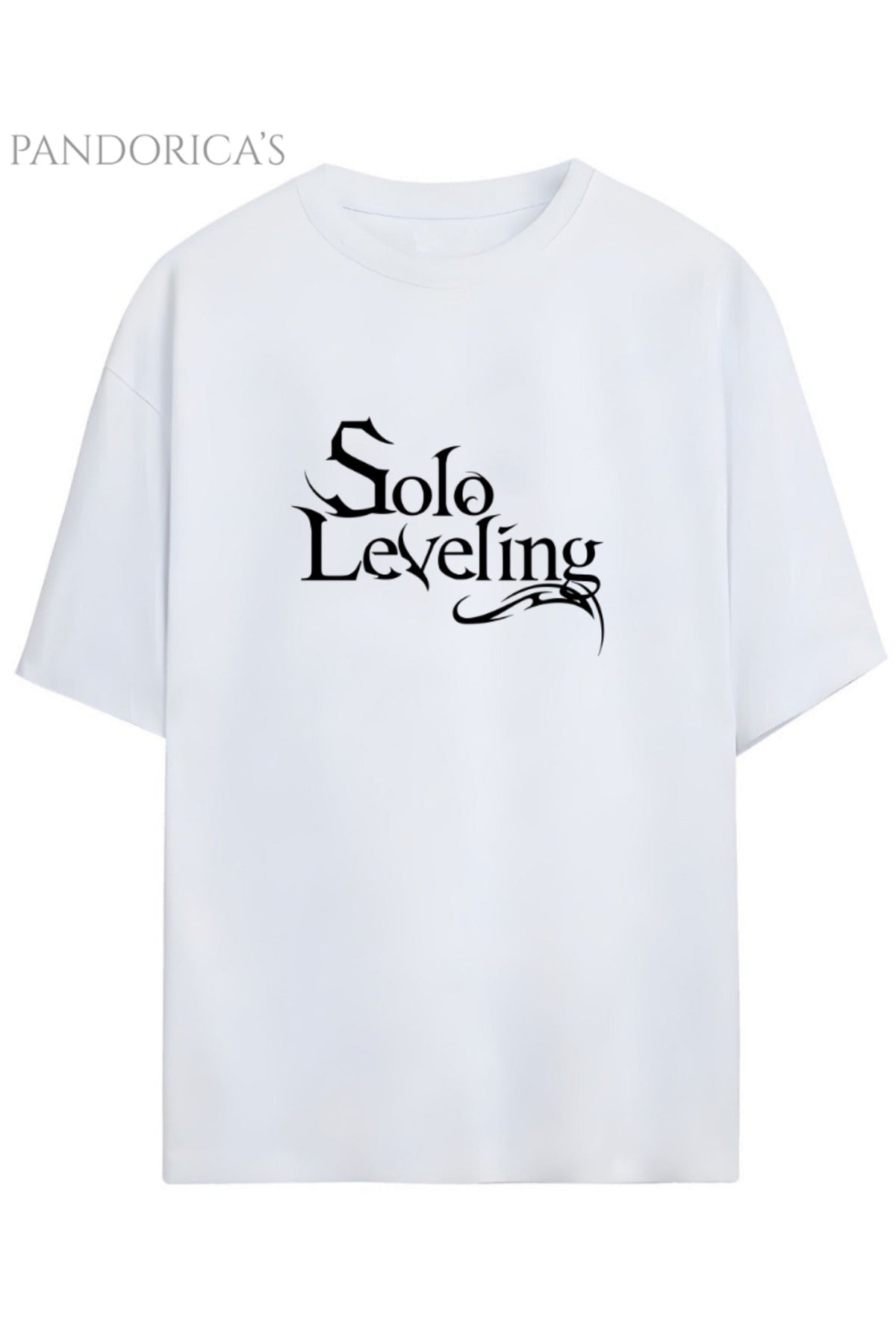 Beyaz Solo Leveling Anime Tasarım Serisi Sung Jinwoo Yazılı Sırt Ve Ön Baskılı Pamuklu Unisex Tişört - 37