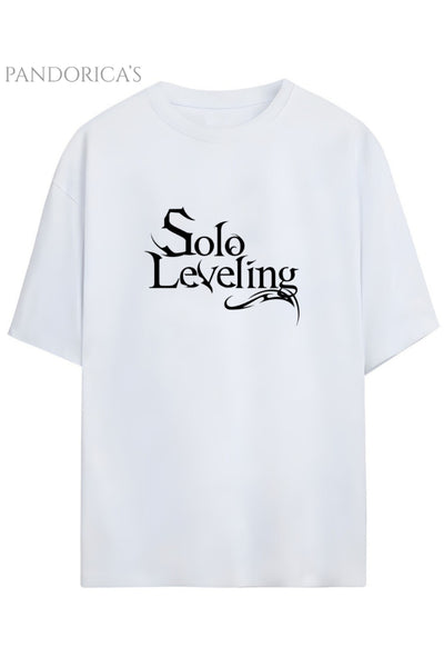 Solo Leveling Anime Tasarım Serisi Sung Jinwoo Yazılı Sırt Ve Ön Baskılı Pamuklu Unisex Tişört
