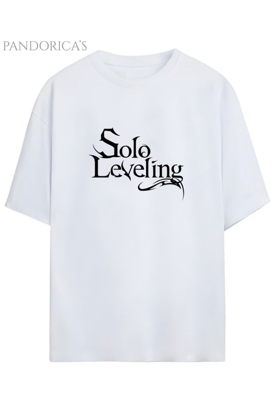 Solo Leveling Anime Tasarım Serisi Sung Jinwoo Yazılı Sırt Ve Ön Baskılı Pamuklu Unisex Tişört