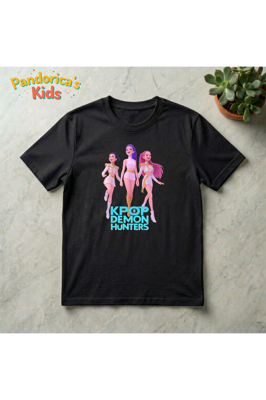 Pandorica's Kpop İblis Avcıları (Demon Hunters) Tasarımı Pamuklu Unisex Çocuk T-shirt