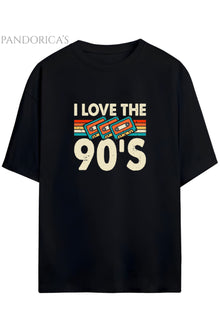 Pandorica's 90lar "I LOVE 90'S" Yazılı Baskılı Retro Tasarım Serisi Unisex Pamuklu Tişört
